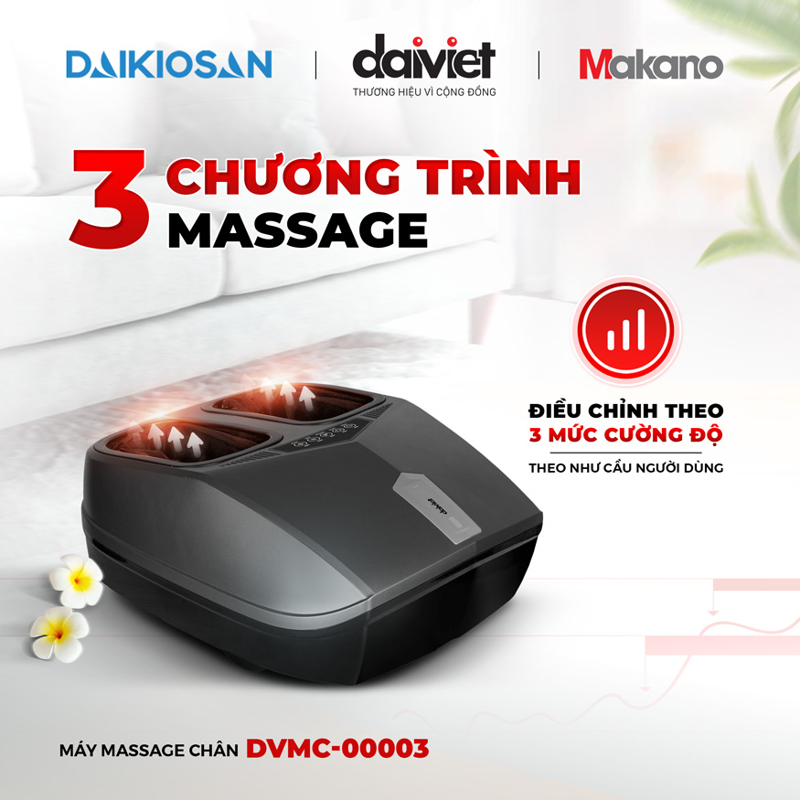 công suất cao lên đến 36W cùng 3 chương trình massage: Thoải mái, thư giãn, mạnh mẽ